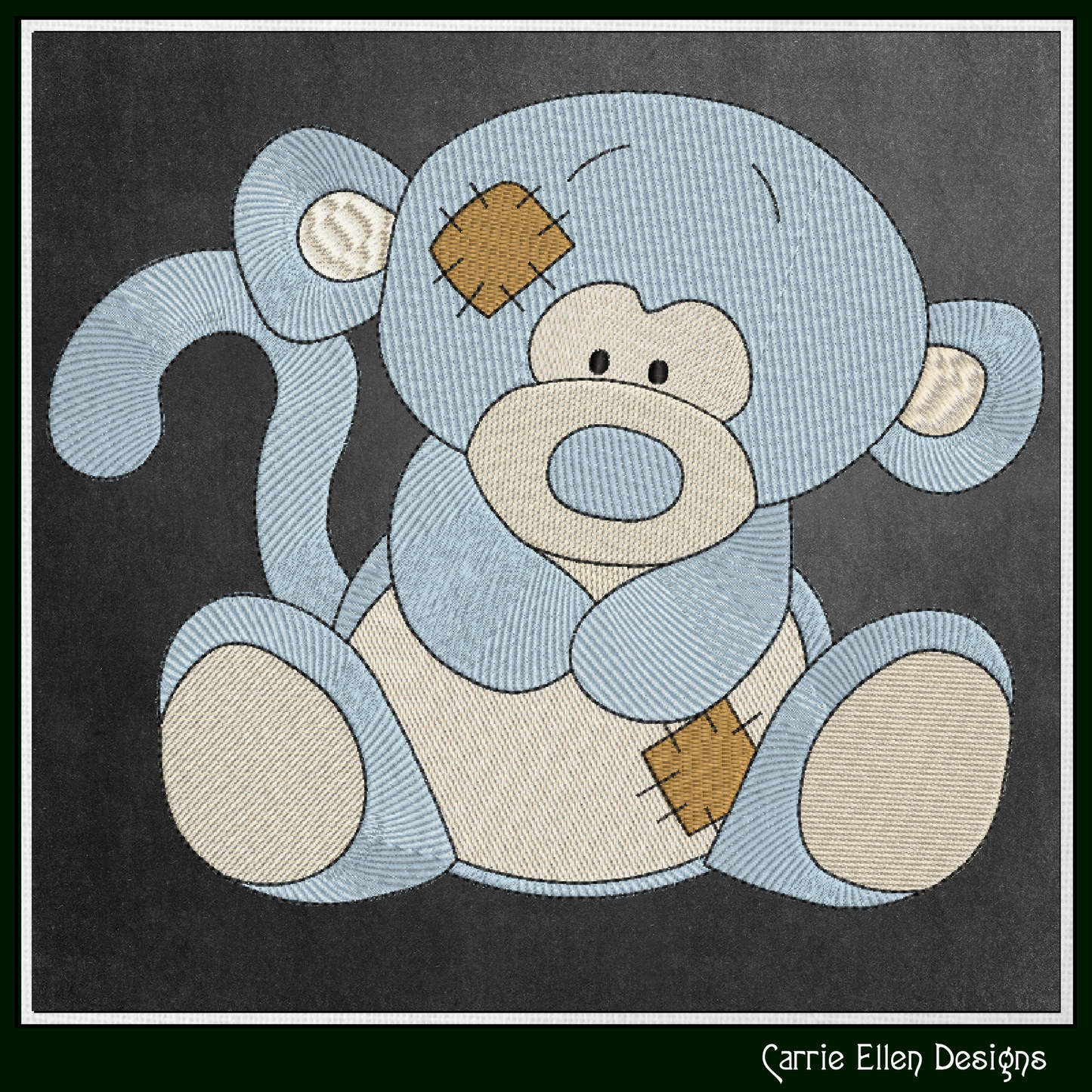 Blue Nose Monkey Embroidery Design | Cute Plush Monkey Machine Embroidery Pattern | 6 Sizes (3649)