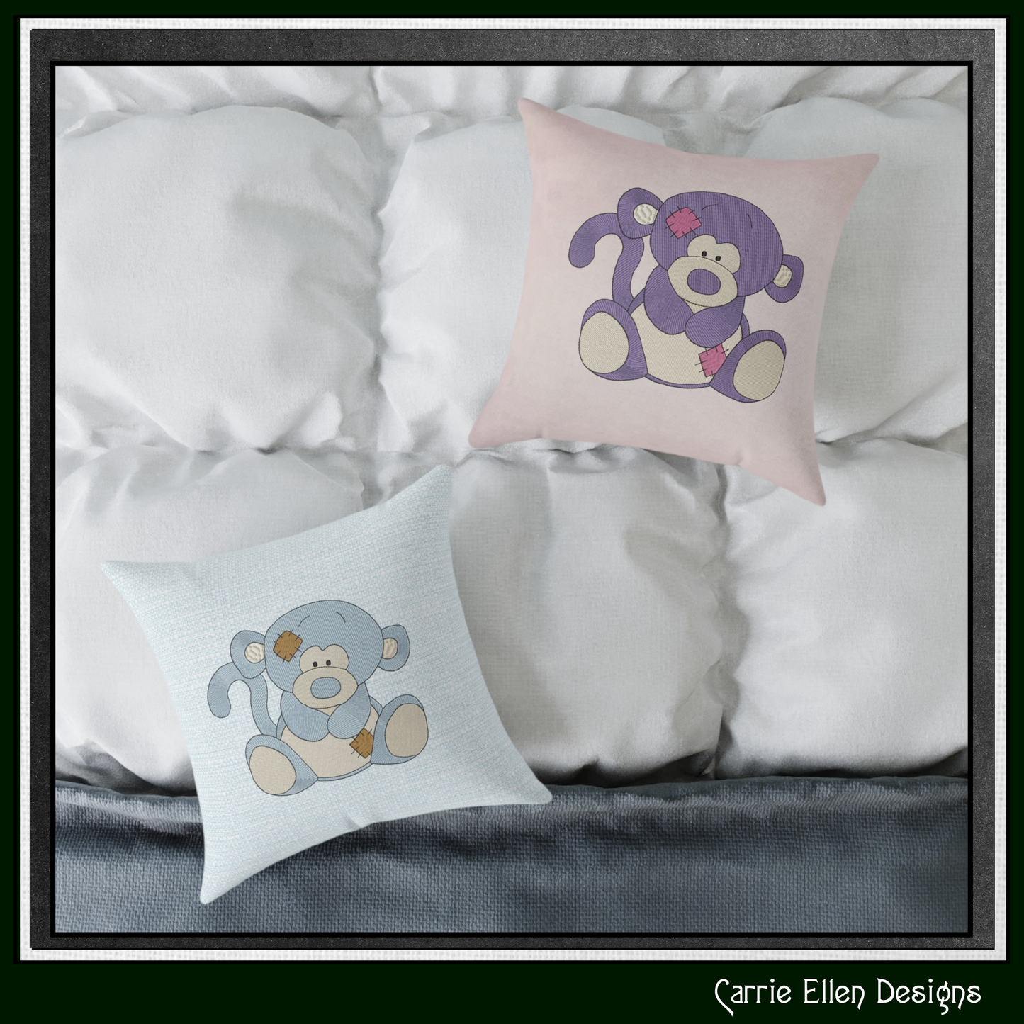 Blue Nose Monkey Embroidery Design | Cute Plush Monkey Machine Embroidery Pattern | 6 Sizes (3649)