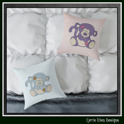 Blue Nose Monkey Embroidery Design | Cute Plush Monkey Machine Embroidery Pattern | 6 Sizes (3649)