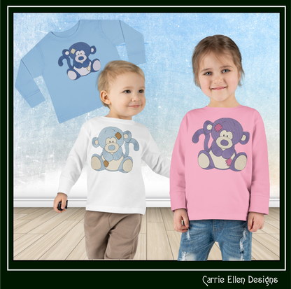 Blue Nose Monkey Embroidery Design | Cute Plush Monkey Machine Embroidery Pattern | 6 Sizes (3649)
