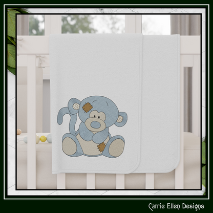 Blue Nose Monkey Embroidery Design | Cute Plush Monkey Machine Embroidery Pattern | 6 Sizes (3649)