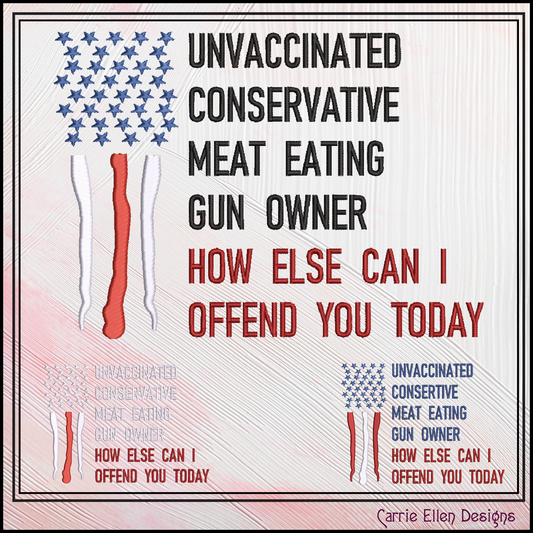How Else Can I Offend You – Conservative Meat Eater Machine Embroidery Saying, Funny Quote Pattern, 6 Sizes (3651)