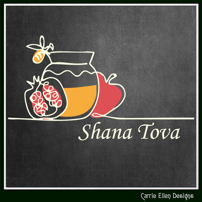 Rosh Hashana Shana Tova Honey and Apples Vector SVG | Jewish New Year Printable Art | Digital Download