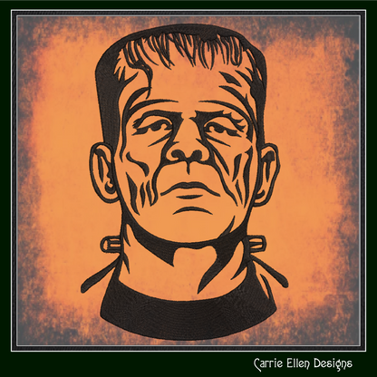 Frankenstein’s Monster Machine Embroidery Profile Design | Classic Horror Halloween Pattern, 6 Sizes (3655)