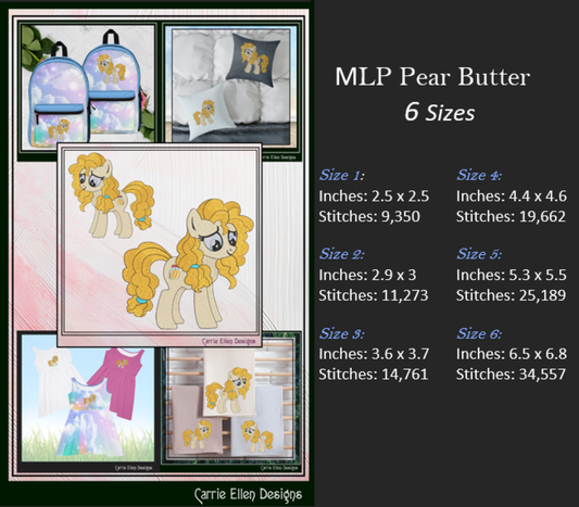 MLP Pear Butter Machine Embroidery Design | My Little Pony Inspired Classic Character 6 Sizes (3665)