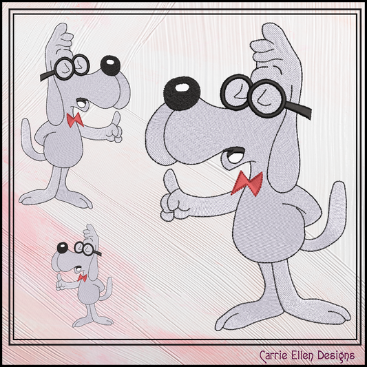 Cartoon Dog Machine Embroidery Design | Mr. Peabody Inspired Character Pattern, 6 Sizes (3675)