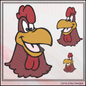 Cartoon Rooster Profile Head Machine Embroidery Design | Foghorn Leghorn Inspired Farm Animal Pattern, 6 Sizes (3677)