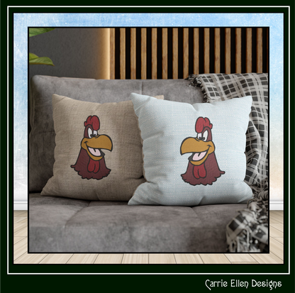 Cartoon Rooster Profile Head Machine Embroidery Design | Foghorn Leghorn Inspired Farm Animal Pattern, 6 Sizes (3677)
