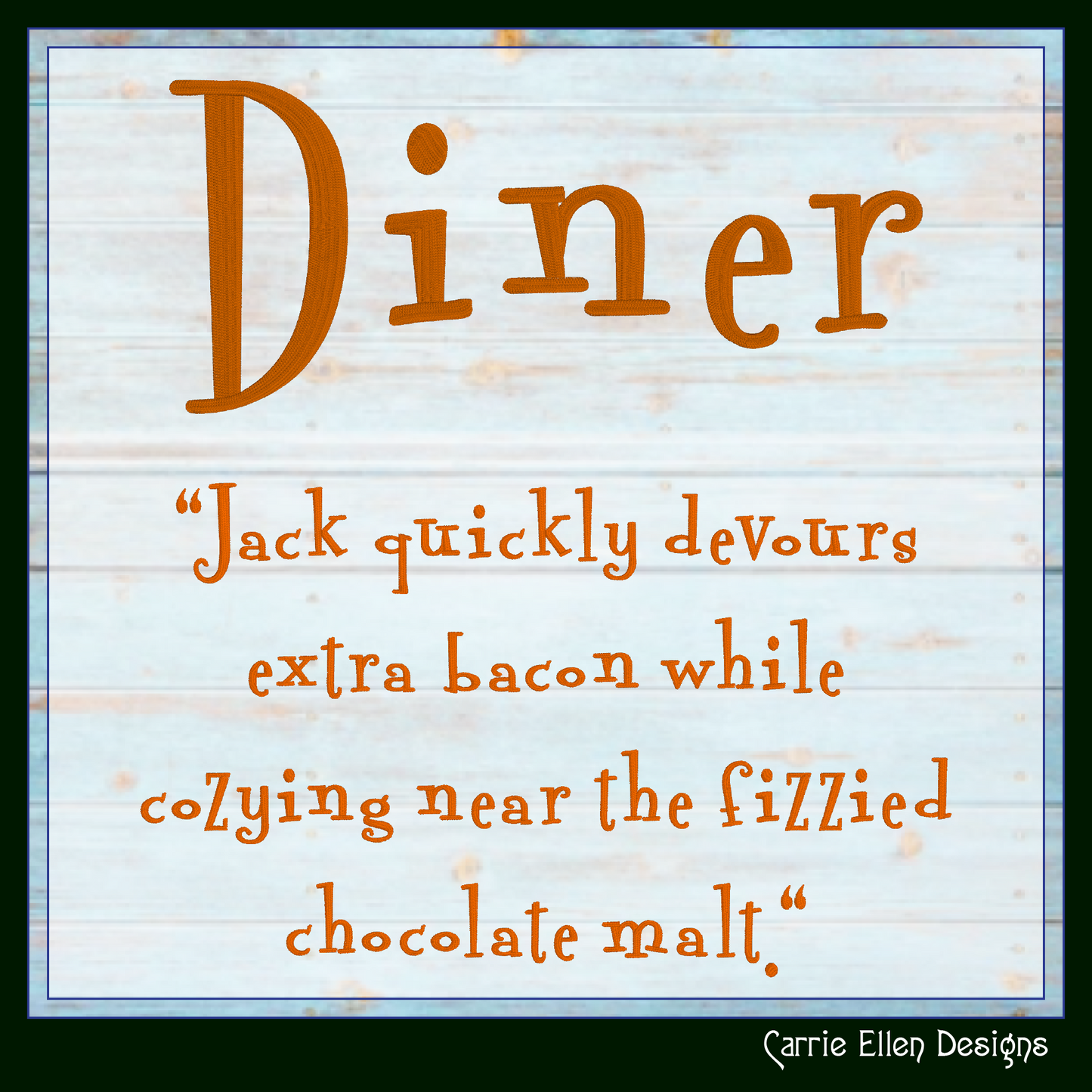 Diner BX Fonts and Lettering Stitch Files, Retro Casual Block Alphabet Machine Embroidery (3704)