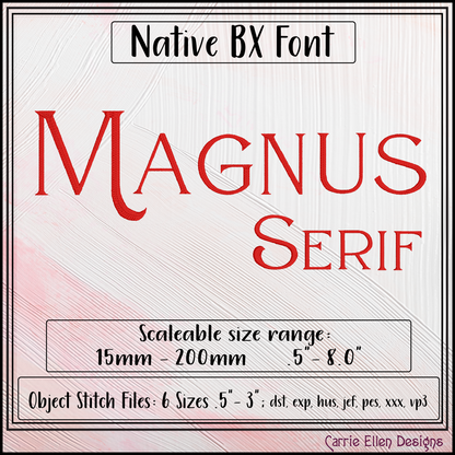 Magnus BX Fonts and Lettering Stitch Files, Classic Serif Block Alphabet Machine Embroidery (3705)