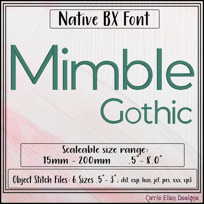 Mimble BX Fonts and Lettering Stitch Files, Classic Monserrat Alphabet Machine Embroidery (3706)