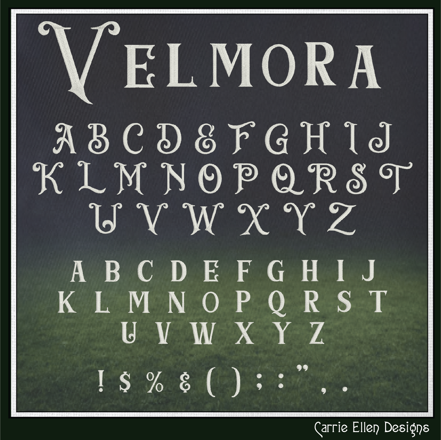 Velmora BX Fonts and Lettering Stitch Files, Victorian Deco Alphabet Machine Embroidery (3708)