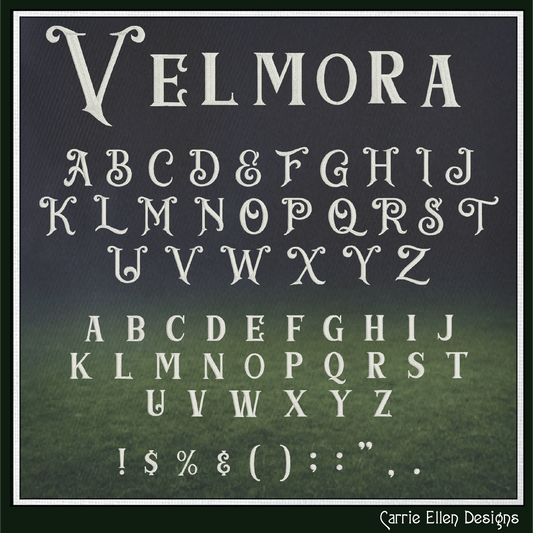 Velmora BX Fonts and Lettering Stitch Files, Victorian Deco Alphabet Machine Embroidery (3708)