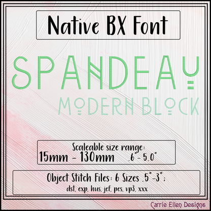Spandeau BX Fonts and Lettering Stitch Files, Geometric Modern Block Alphabet Machine Embroidery (3715)