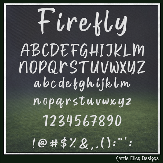 Firefly BX Fonts and Lettering Stitch Files, Handwritten Script Alphabet Machine Embroidery (3717)