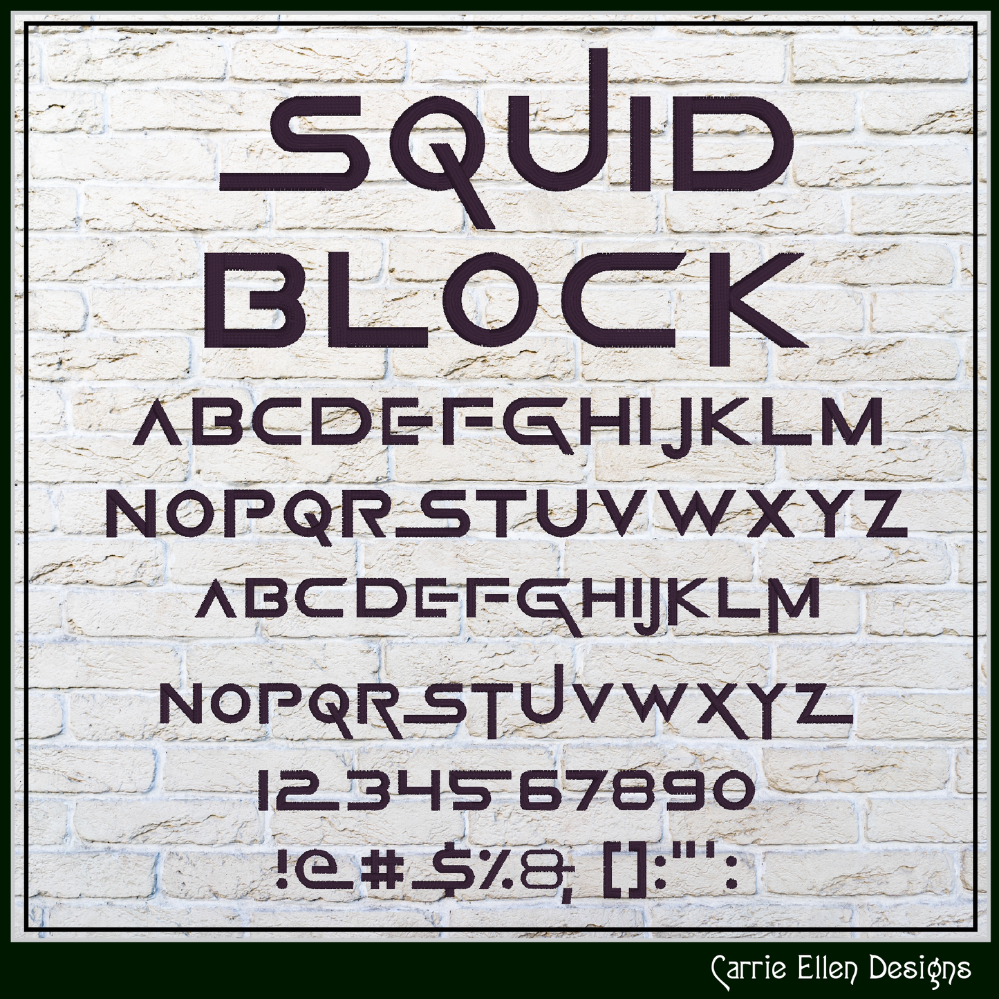 Squid Block BX Fonts and Lettering Stitch Files, Cinematic Block Alphabet Machine Embroidery (3718)