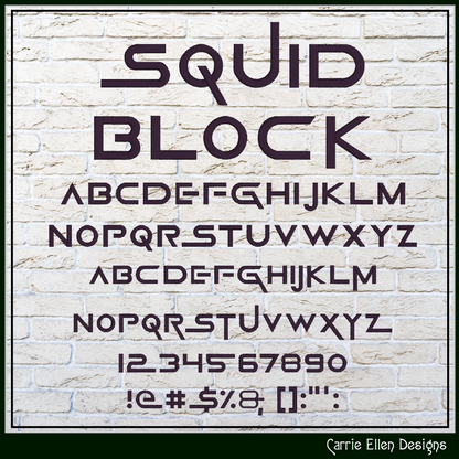 Squid Block BX Fonts and Lettering Stitch Files, Cinematic Block Alphabet Machine Embroidery (3718)