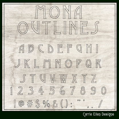 Mona BX Fonts and Lettering Stitch Files, Outline Alphabet Machine Embroidery (3728)
