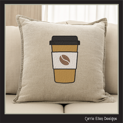 To Go Coffee Cup Machine Embroidery Design | Fun Coffee Lovers Stitch Pattern (3780)