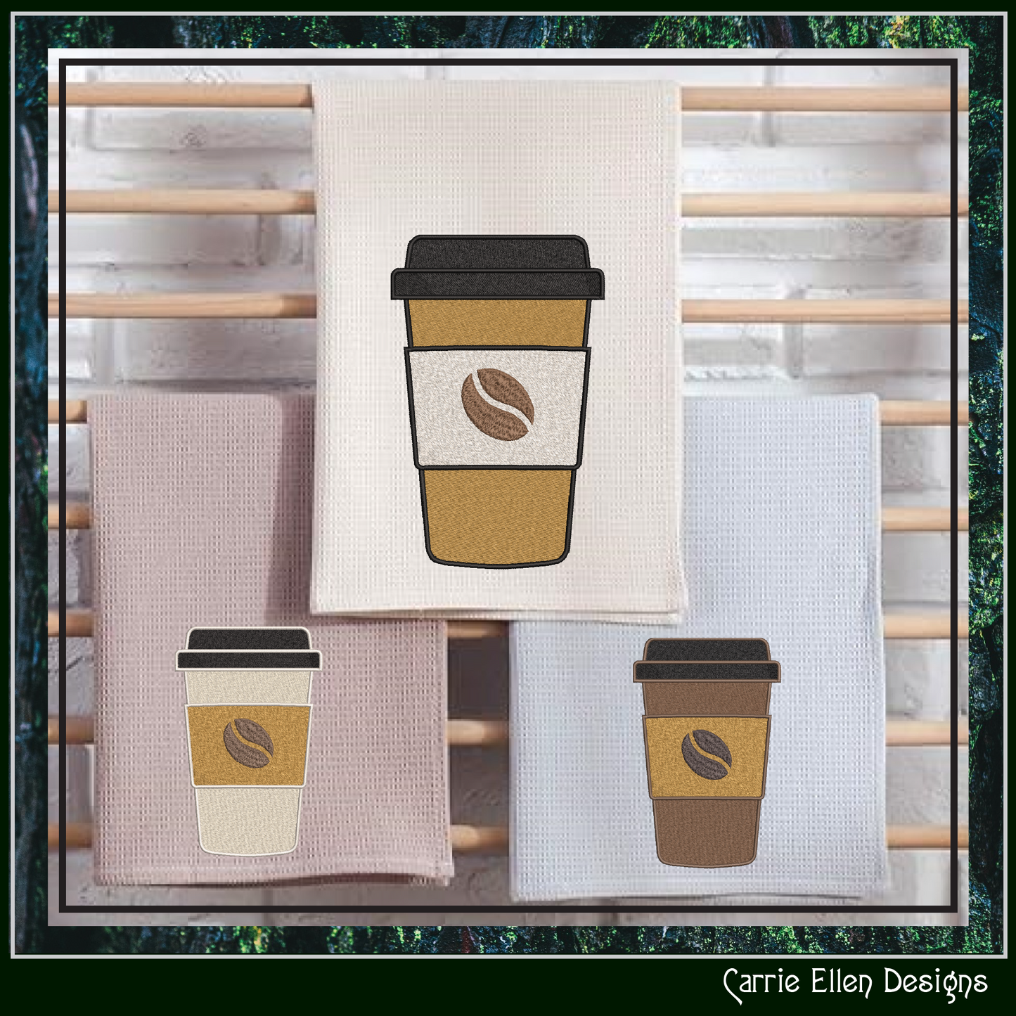To Go Coffee Cup Machine Embroidery Design | Fun Coffee Lovers Stitch Pattern (3780)