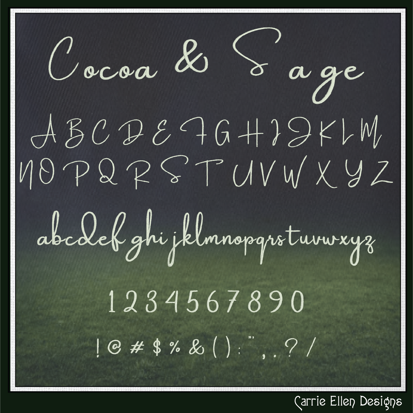 Cocoa and Sage BX Fonts and Lettering Stitch Files, Handwritten Script Alphabet Machine Embroidery (3739)
