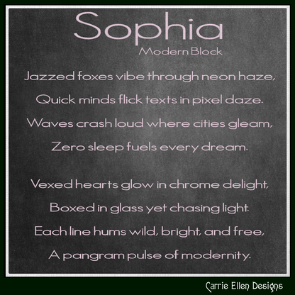 Sophia BX Fonts and Lettering Stitch Files, Modern Block Alphabet Machine Embroidery (3747)