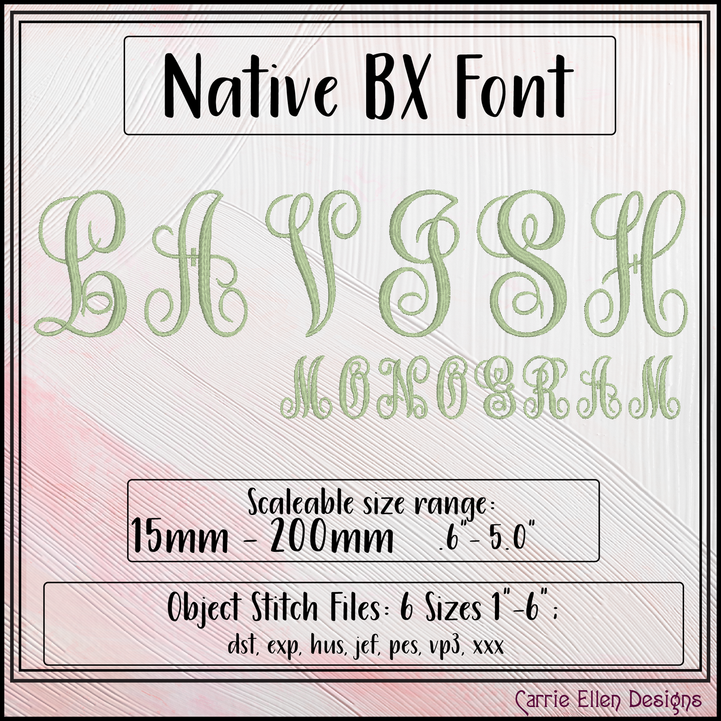 Lavish Monogram BX Fonts and Lettering Stitch Files, Fancy Alphabet Machine Embroidery (3748)