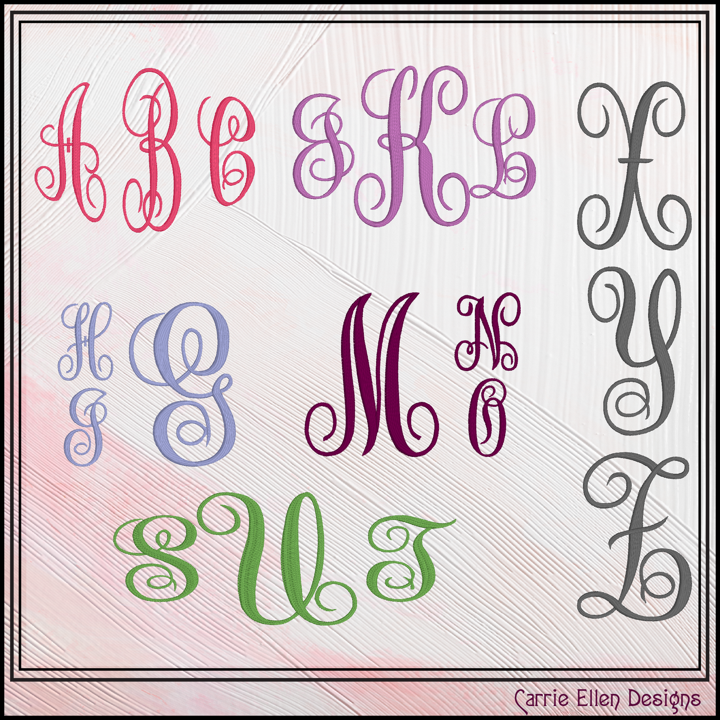 Lavish Monogram BX Fonts and Lettering Stitch Files, Fancy Alphabet Machine Embroidery (3748)