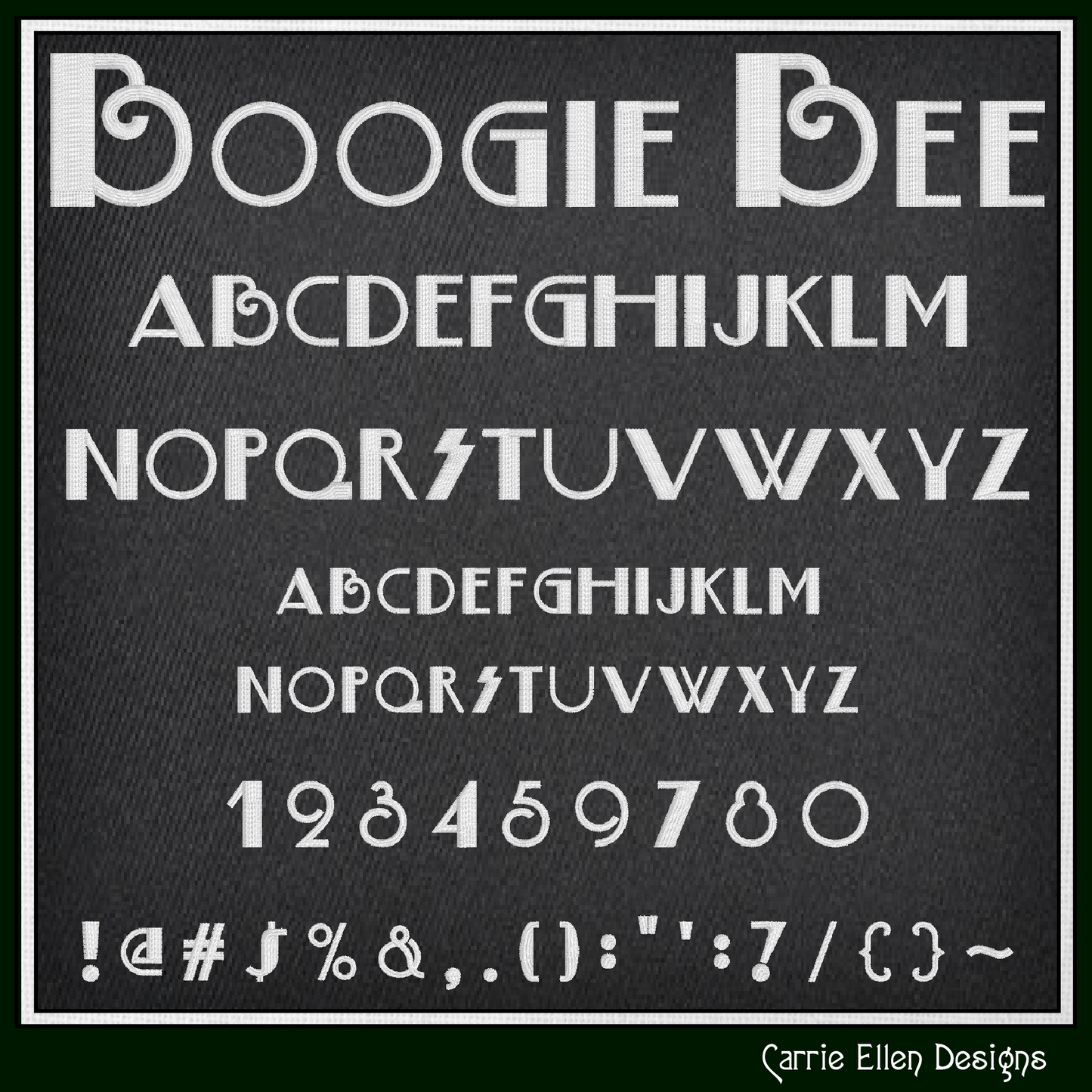 Boogie Bee BX Fonts and Lettering Stitch Files, Art Deco Block Alphabet Machine Embroidery (3759)
