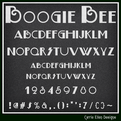Boogie Bee BX Fonts and Lettering Stitch Files, Art Deco Block Alphabet Machine Embroidery (3759)