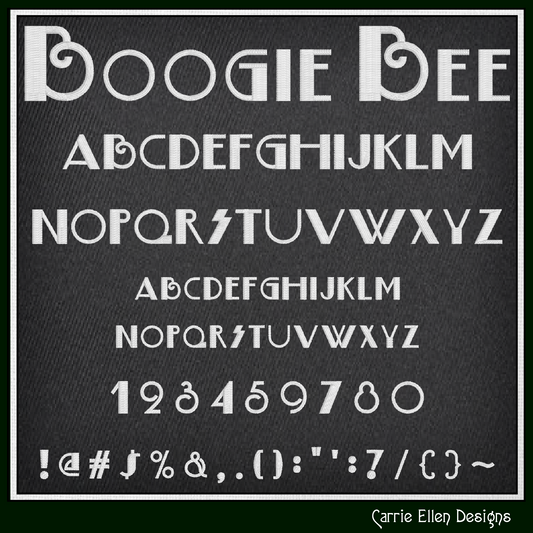 Boogie Bee BX Fonts and Lettering Stitch Files, Art Deco Block Alphabet Machine Embroidery (3759)