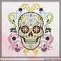 Sugar Skull with Swirls & Flowers – Day of the Dead Machine Embroidery Design | Dia de los Muertos, 6 Sizes (3762)