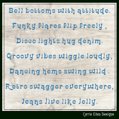 Bell Bottom Jeans BX Fonts and Lettering Stitch Files, Retro Boho Block Alphabet Machine Embroidery (3764)