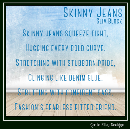 Skinny Jeans BX Fonts and Lettering Stitch Files, Narrow Slim Block Alphabet Machine Embroidery (3768)