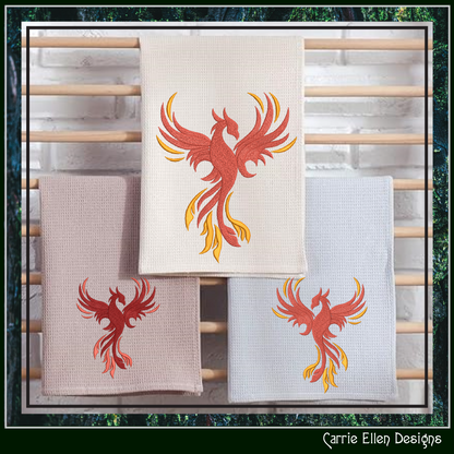 Phoenix Bird in Flight Embroidery Design | Mythical Firebird Machine Stitch Pattern, 6 Sizes (3769)