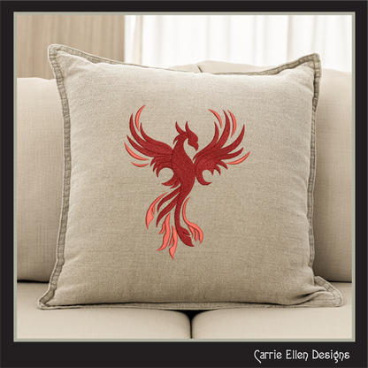 Phoenix Bird in Flight Embroidery Design | Mythical Firebird Machine Stitch Pattern, 6 Sizes (3769)