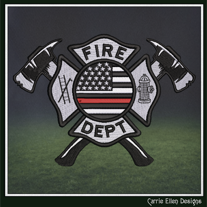 Fire Department Thin Red Line Embroidery Design | Tribute to Fallen Heroes Stitch Pattern (3772)