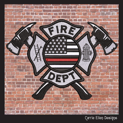 Fire Department Thin Red Line Embroidery Design | Tribute to Fallen Heroes Stitch Pattern (3772)
