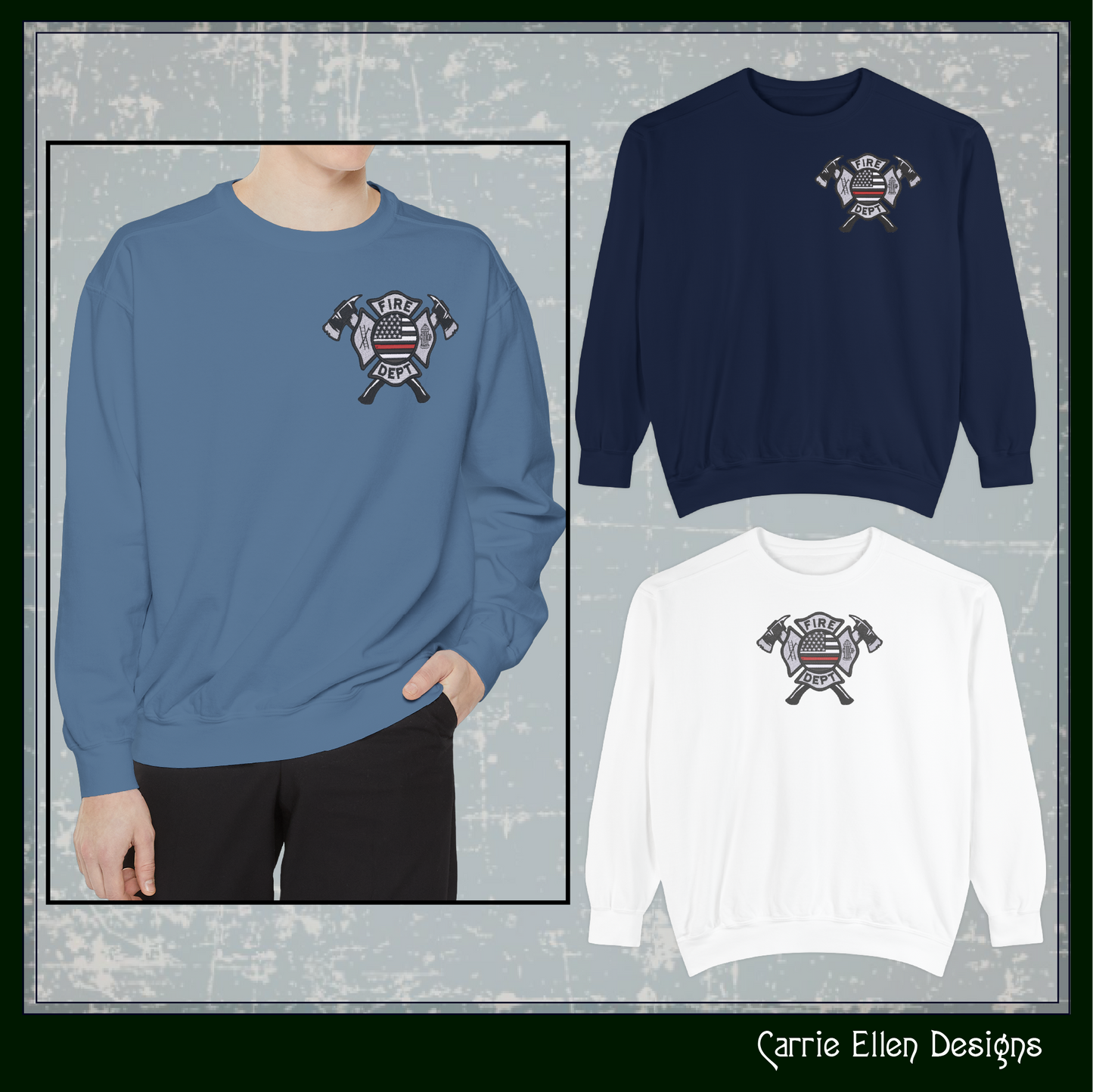 Fire Department Thin Red Line Embroidery Design | Tribute to Fallen Heroes Stitch Pattern (3772)