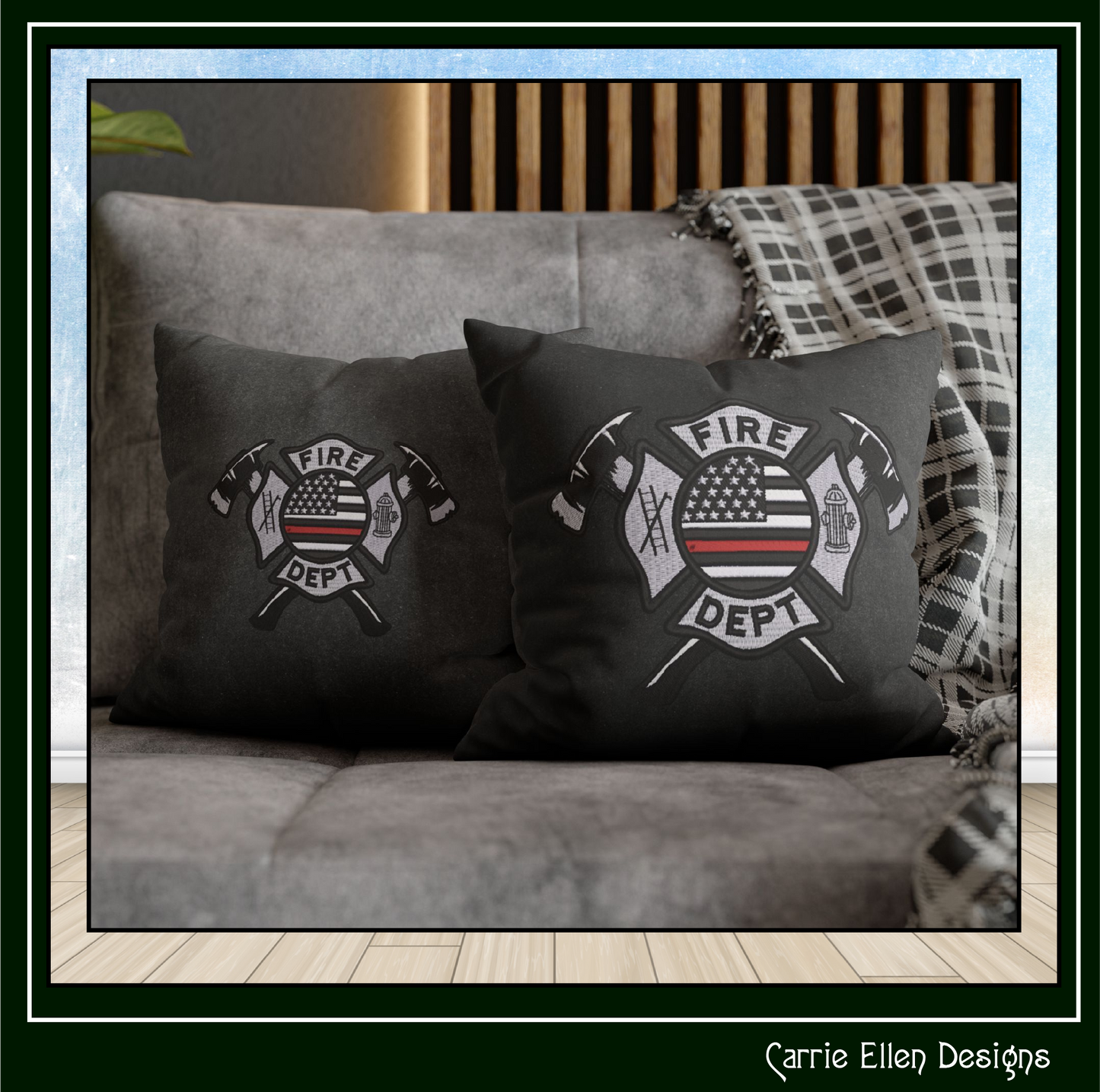 Fire Department Thin Red Line Embroidery Design | Tribute to Fallen Heroes Stitch Pattern (3772)