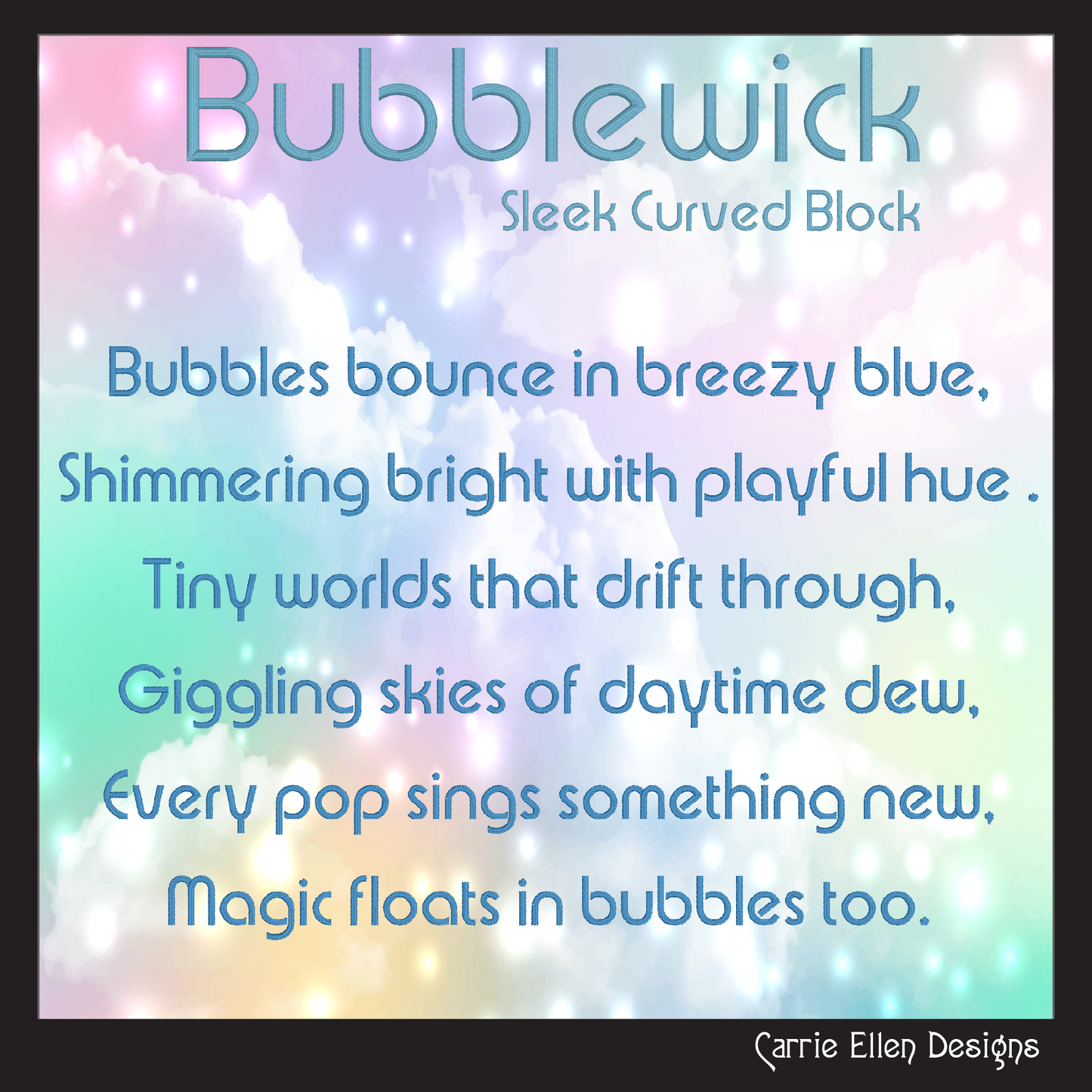 Bubblewick BX Fonts and Lettering Stitch Files, Sleek Curved Block Alphabet Machine Embroidery (3776)