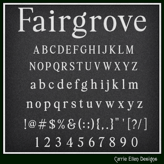 Fairgrove Classic Serif BX Fonts and Lettering Stitch Files, Alphabet Machine Embroidery (3778)