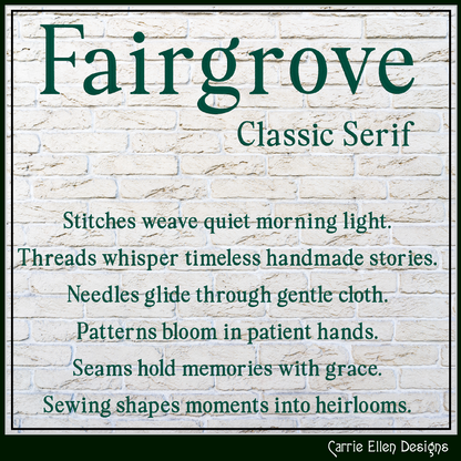 Fairgrove Classic Serif BX Fonts and Lettering Stitch Files, Alphabet Machine Embroidery (3778)