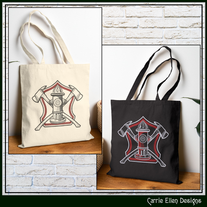 Firefighter Axe & Hydrant Machine Embroidery Design | Fire Department Maltese Emblem (3782)