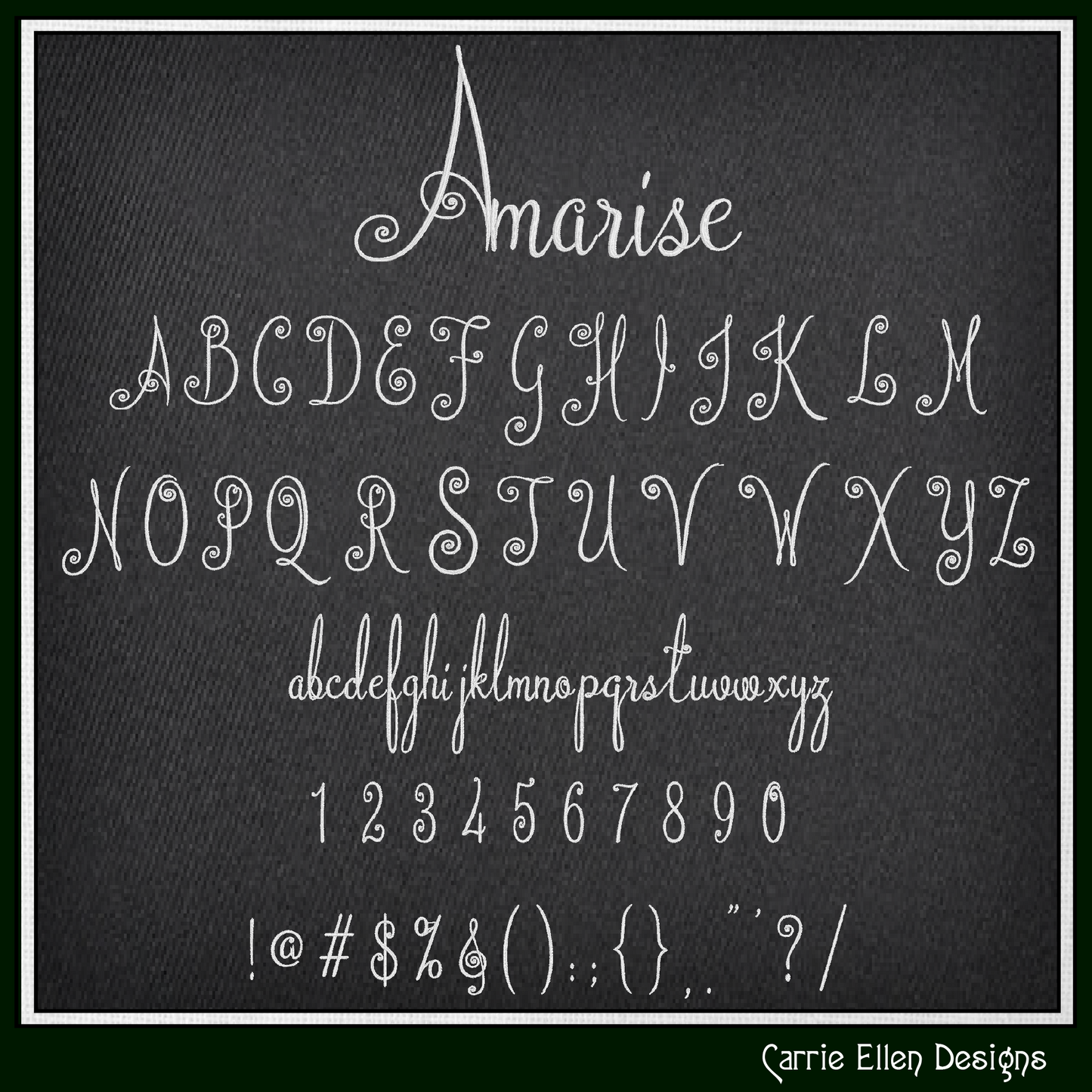 Amarise Handwritten Script BX Fonts and Lettering Stitch Files, Alphabet Machine Embroidery (3785)