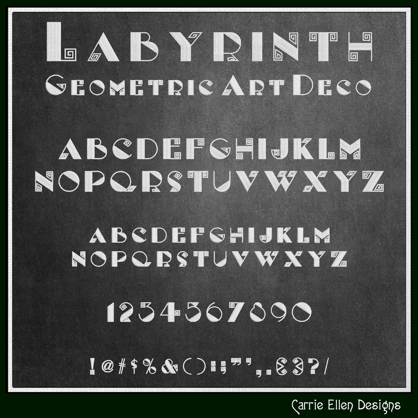 Labyrinth Geometric Art Deco BX Fonts and Lettering Stitch Files, Alphabet Machine Embroidery (3820)