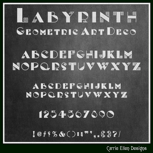 Labyrinth Geometric Art Deco BX Fonts and Lettering Stitch Files, Alphabet Machine Embroidery (3820)