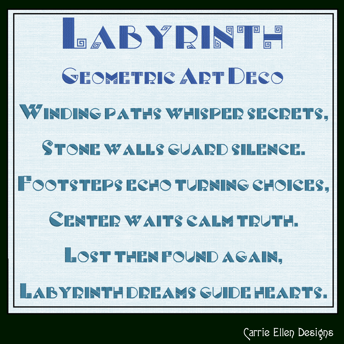 Labyrinth Geometric Art Deco BX Fonts and Lettering Stitch Files, Alphabet Machine Embroidery (3820)