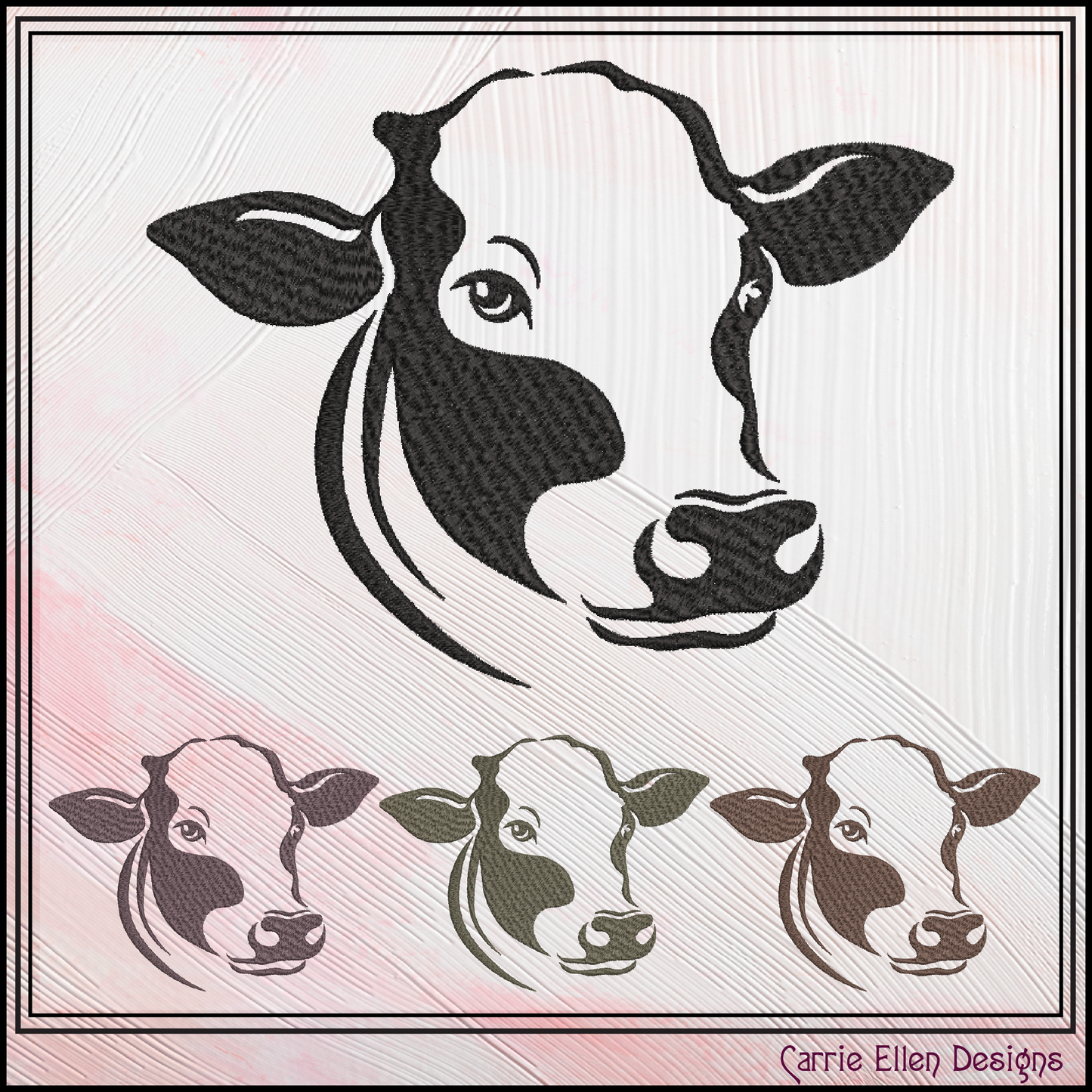 Cow Head Profile – Farm Animal Machine Embroidery Design | Rustic Western Livestock Art, 6 Sizes (3822)