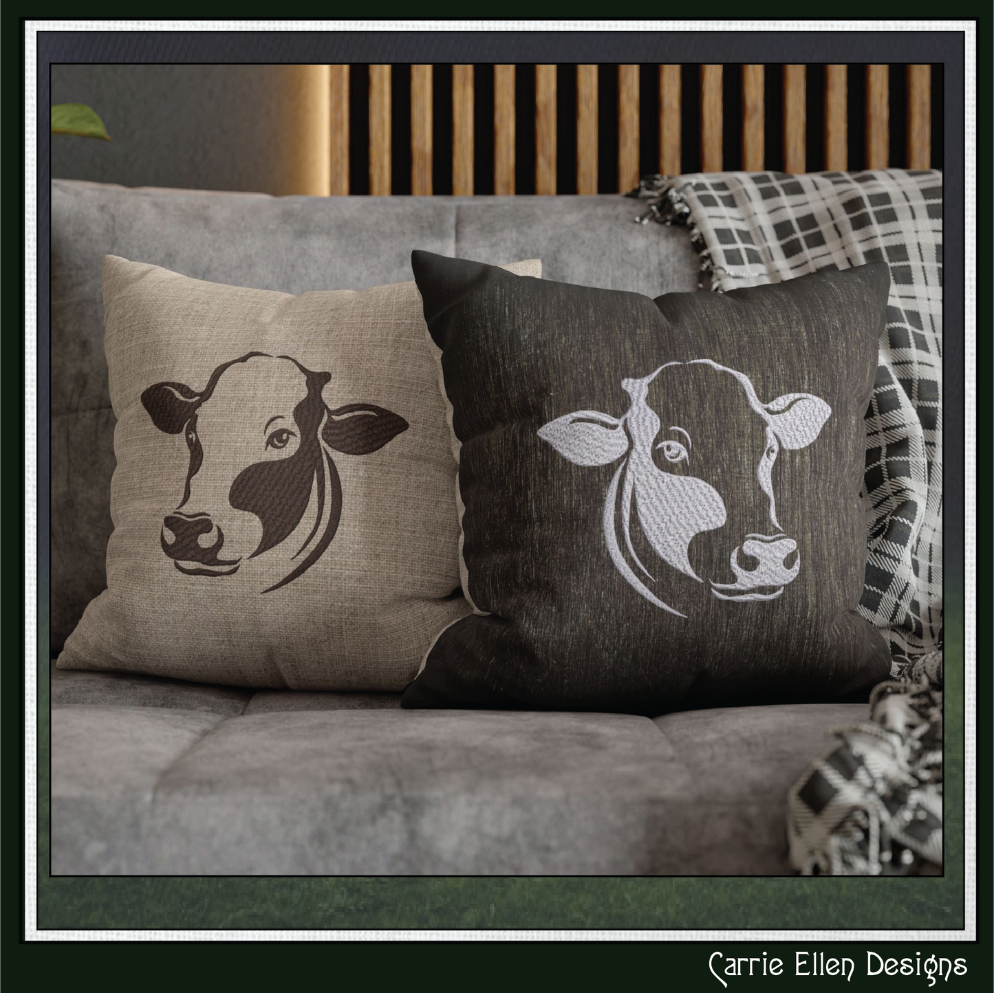 Cow Head Profile – Farm Animal Machine Embroidery Design | Rustic Western Livestock Art, 6 Sizes (3822)